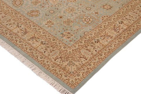 handmade Traditional Design Blue Ivory Hand Knotted RECTANGLE 100% WOOL area rug 10'X14'