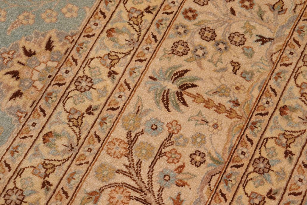 handmade Traditional Design Blue Ivory Hand Knotted RECTANGLE 100% WOOL area rug 10'X14'