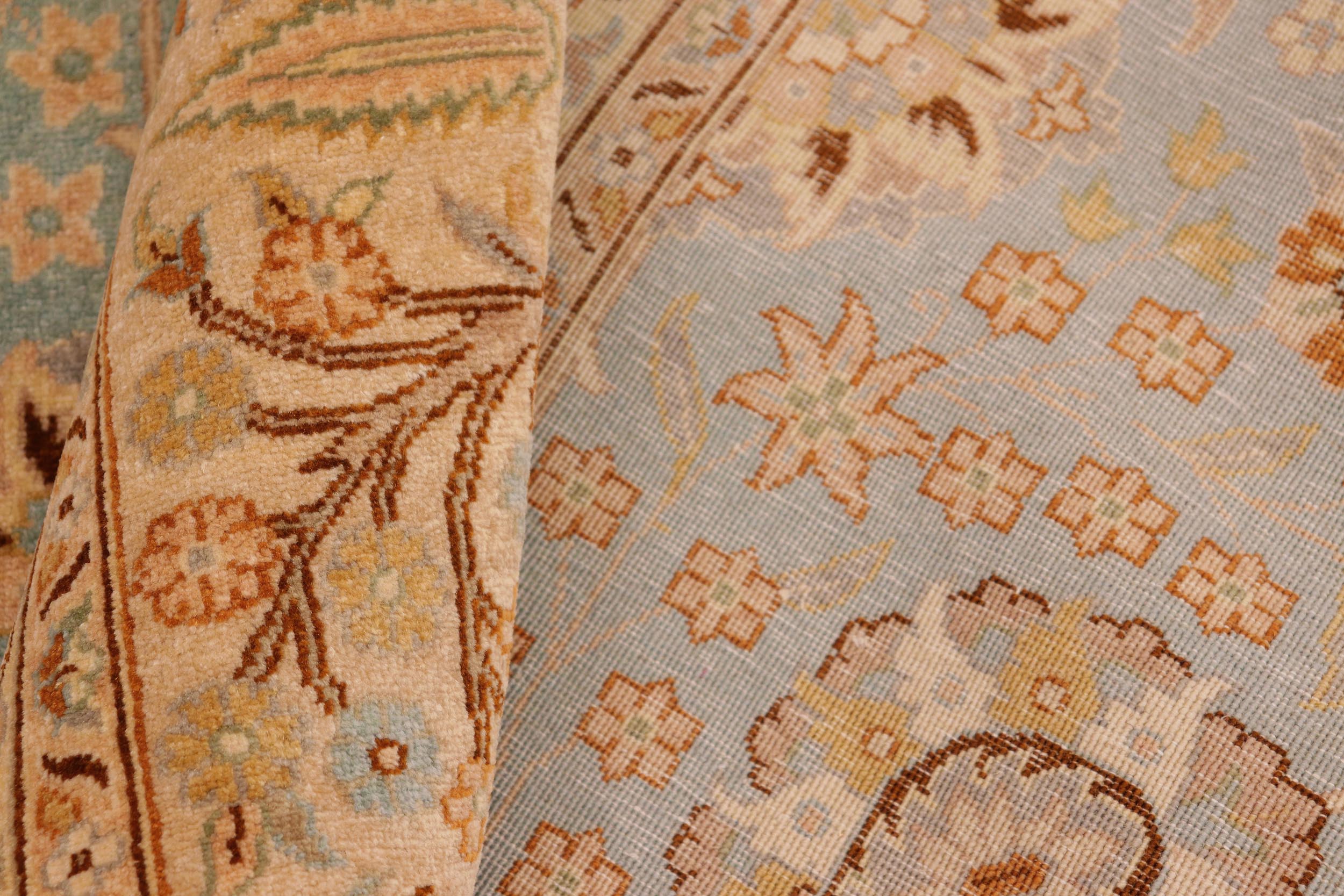 handmade Transitional Design Blue Ivory Hand Knotted RECTANGLE 100% WOOL area rug 10' x 14'