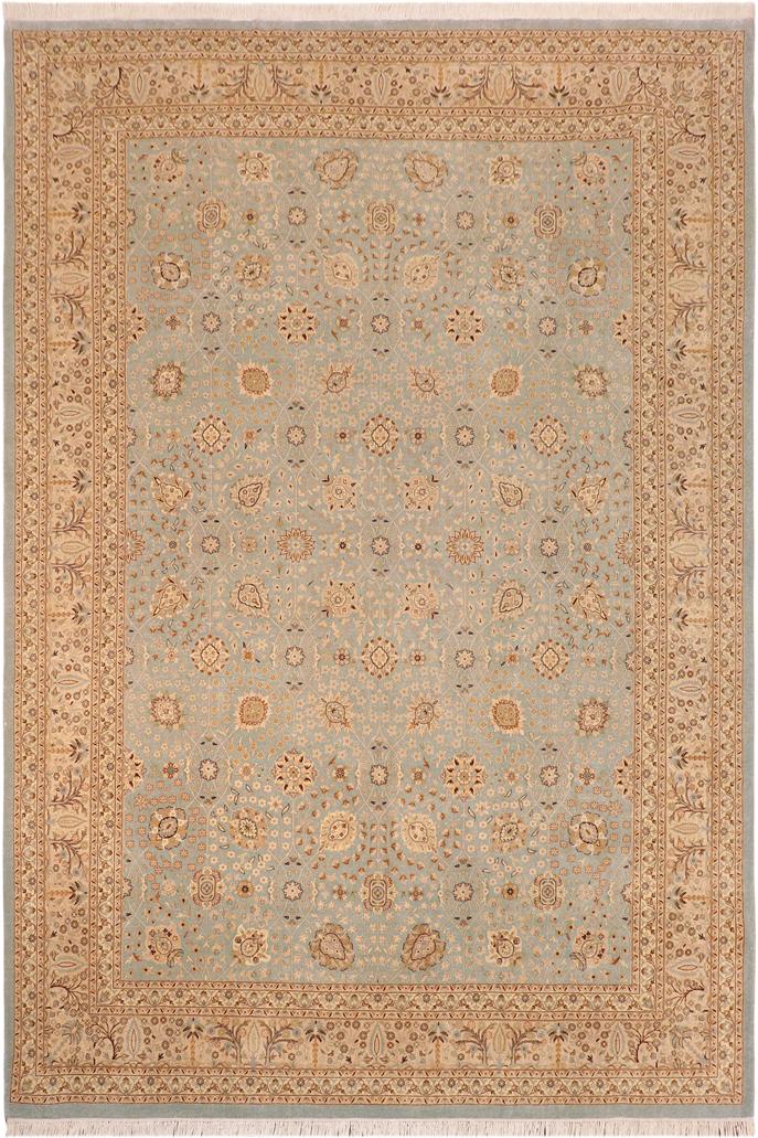 handmade Traditional Design Blue Ivory Hand Knotted RECTANGLE 100% WOOL area rug 10'X14'