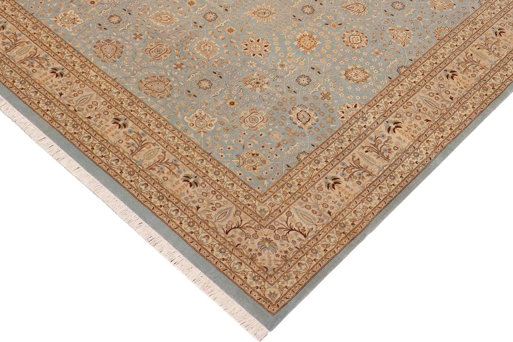 handmade Traditional Design Blue Tan Hand Knotted RECTANGLE 100% WOOL area rug 10'X14'
