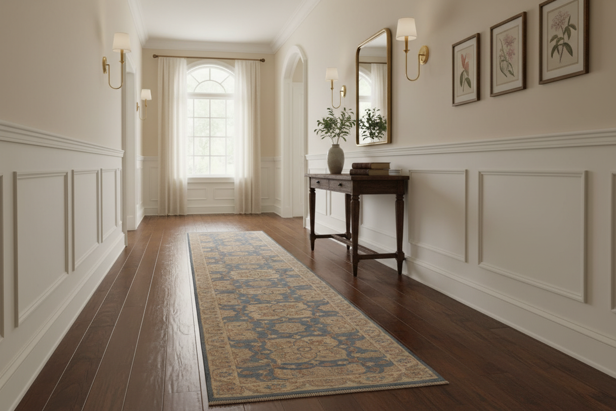 handmade Traditional Kafkaz Blue Ivory Hand Knotted RUNNER 100% WOOL area rug 3' x 13'