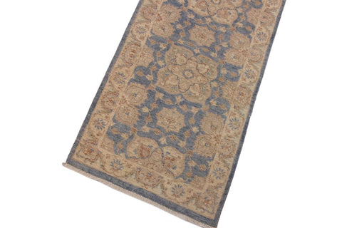 handmade Traditional Kafkaz Blue Ivory Hand Knotted RUNNER 100% WOOL area rug 3X13