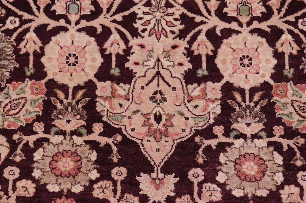 handmade Traditional Tabriz Aubergine Tan Hand Knotted RECTANGLE 100% WOOL area rug 6'X9'