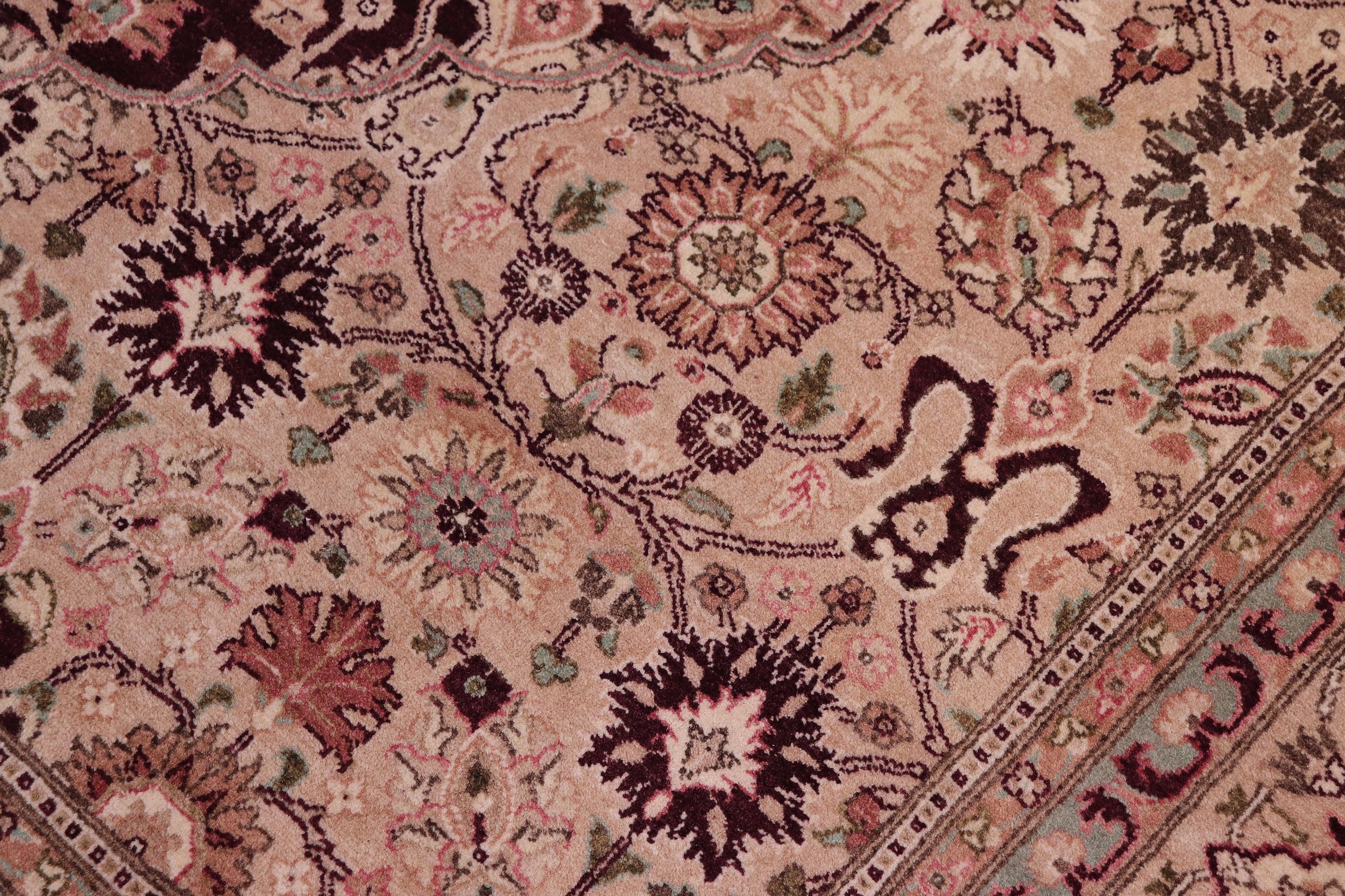 handmade Traditional Tabriz Aubergine Tan Hand Knotted RECTANGLE 100% WOOL area rug 6 x 9