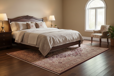 handmade Traditional Tabriz Aubergine Tan Hand Knotted RECTANGLE 100% WOOL area rug 6'X9'