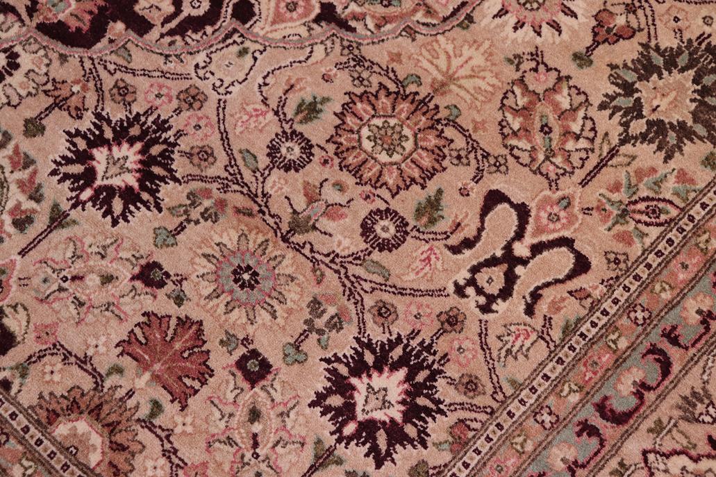 handmade Traditional Tabriz Aubergine Tan Hand Knotted RECTANGLE 100% WOOL area rug 6'X9'