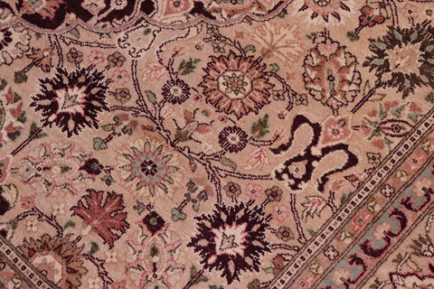 handmade Traditional Tabriz Aubergine Tan Hand Knotted RECTANGLE 100% WOOL area rug 6'X9'