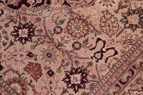 handmade Traditional Tabriz Aubergine Tan Hand Knotted RECTANGLE 100% WOOL area rug 6 x 9