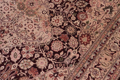 handmade Traditional Tabriz Aubergine Tan Hand Knotted RECTANGLE 100% WOOL area rug 6'X9'