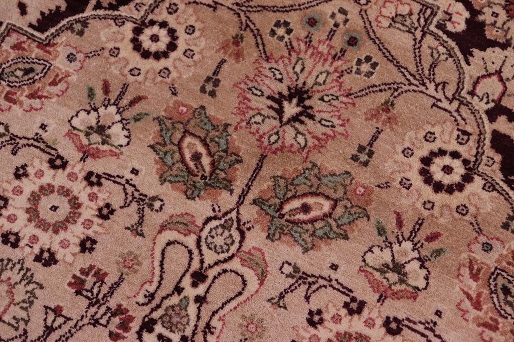 handmade Traditional Tabriz Aubergine Tan Hand Knotted RECTANGLE 100% WOOL area rug 6'X9'