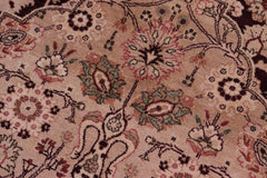 handmade Traditional Tabriz Aubergine Tan Hand Knotted RECTANGLE 100% WOOL area rug 6'X9'