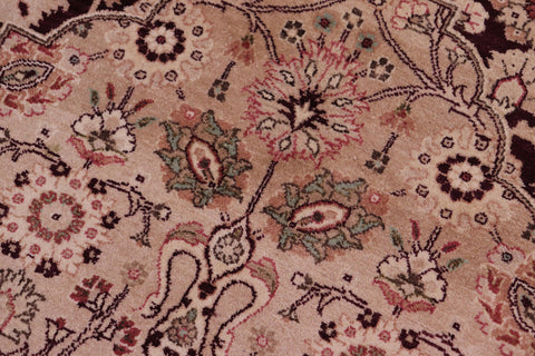 handmade Traditional Tabriz Aubergine Tan Hand Knotted RECTANGLE 100% WOOL area rug 6 x 9