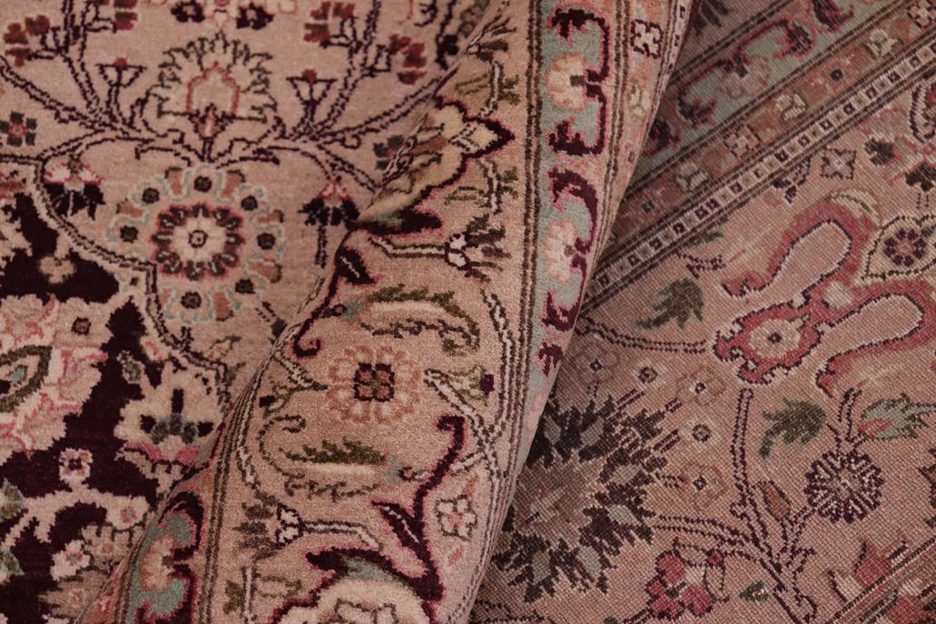 handmade Traditional Tabriz Aubergine Tan Hand Knotted RECTANGLE 100% WOOL area rug 6'X9'