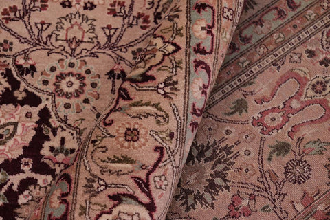 handmade Traditional Tabriz Aubergine Tan Hand Knotted RECTANGLE 100% WOOL area rug 6'X9'