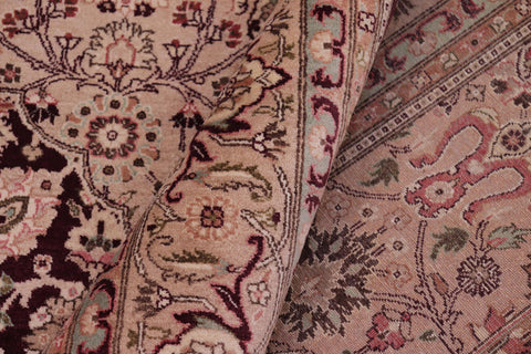 handmade Traditional Tabriz Aubergine Tan Hand Knotted RECTANGLE 100% WOOL area rug 6 x 9