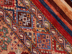 handmade Geometric Khorgeen Blue Gold Hand Knotted RECTANGLE 100% WOOL area rug 5x7