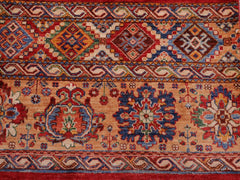 handmade Geometric Khorgeen Blue Gold Hand Knotted RECTANGLE 100% WOOL area rug 5x7