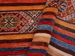 handmade Geometric Khorgeen Blue Gold Hand Knotted RECTANGLE 100% WOOL area rug 5x7