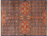 handmade Geometric Khorgeen Blue Rust Hand Knotted RECTANGLE 100% WOOL area rug 7x10