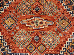 handmade Geometric Khorgeen Blue Rust Hand Knotted RECTANGLE 100% WOOL area rug 7x10