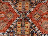 handmade Geometric Khorgeen Blue Rust Hand Knotted RECTANGLE 100% WOOL area rug 7x10