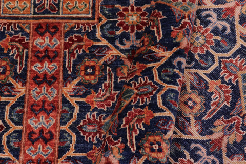 handmade Geometric Kurjean Blue Rust Hand Knotted RECTANGLE 100% WOOL area rug 7x10