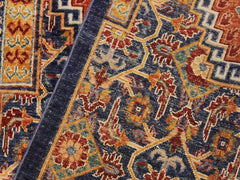 handmade Geometric Khorgeen Blue Rust Hand Knotted RECTANGLE 100% WOOL area rug 7x10