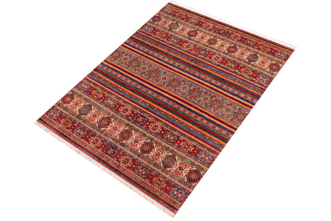 handmade Geometric Kurjean Rust Blue Hand Knotted RECTANGLE 100% WOOL area rug 6x10