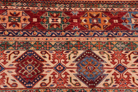 handmade Geometric Kurjean Rust Blue Hand Knotted RECTANGLE 100% WOOL area rug 6x10