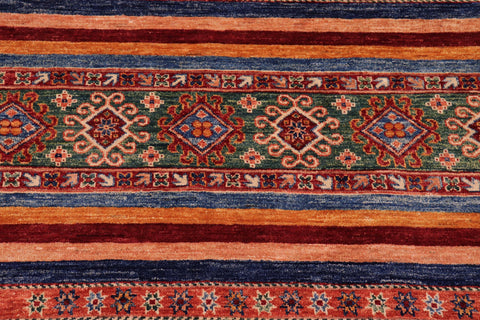 handmade Geometric Kurjean Rust Blue Hand Knotted RECTANGLE 100% WOOL area rug 6x10