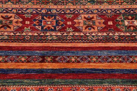 handmade Geometric Kurjean Rust Blue Hand Knotted RECTANGLE 100% WOOL area rug 6x10