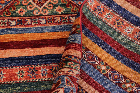 handmade Geometric Kurjean Rust Blue Hand Knotted RECTANGLE 100% WOOL area rug 6x10