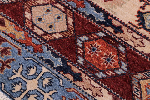 handmade Geometric Kurjean Blue Rust Hand Knotted RECTANGLE 100% WOOL area rug 6x8
