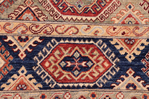 handmade Geometric Kurjean Beige Blue Hand Knotted RECTANGLE 100% WOOL area rug 6x9