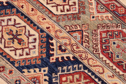 handmade Geometric Kurjean Beige Blue Hand Knotted RECTANGLE 100% WOOL area rug 6x9