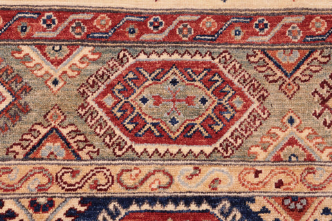 handmade Geometric Kurjean Beige Blue Hand Knotted RECTANGLE 100% WOOL area rug 6x9