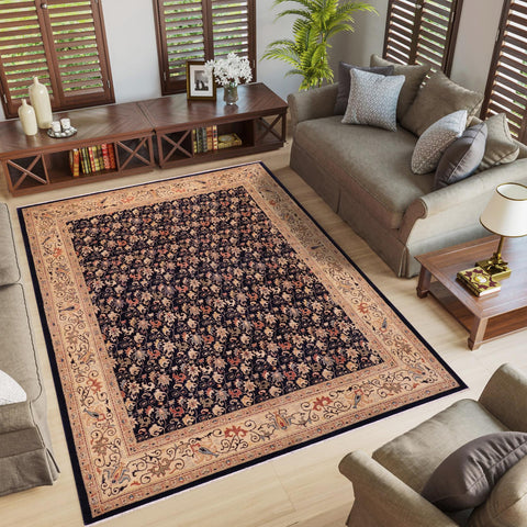 handmade Transitional Kafkaz Blue Tan Hand Knotted RECTANGLE 100% WOOL area rug 9' x 12'