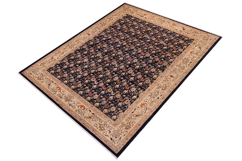 handmade Transitional Kafkaz Blue Tan Hand Knotted RECTANGLE 100% WOOL area rug 9' x 12'