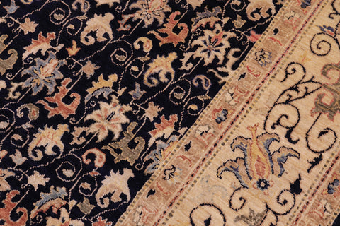 handmade Transitional Kafkaz Blue Tan Hand Knotted RECTANGLE 100% WOOL area rug 9' x 12'