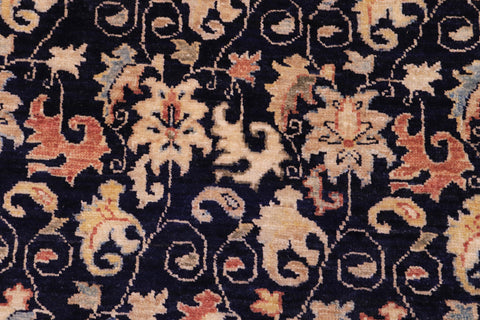 handmade Transitional Kafkaz Blue Tan Hand Knotted RECTANGLE 100% WOOL area rug 9' x 12'