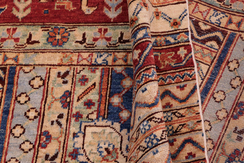 handmade Geometric Kurjean Ivory Red Hand Knotted RECTANGLE 100% WOOL area rug 5x6