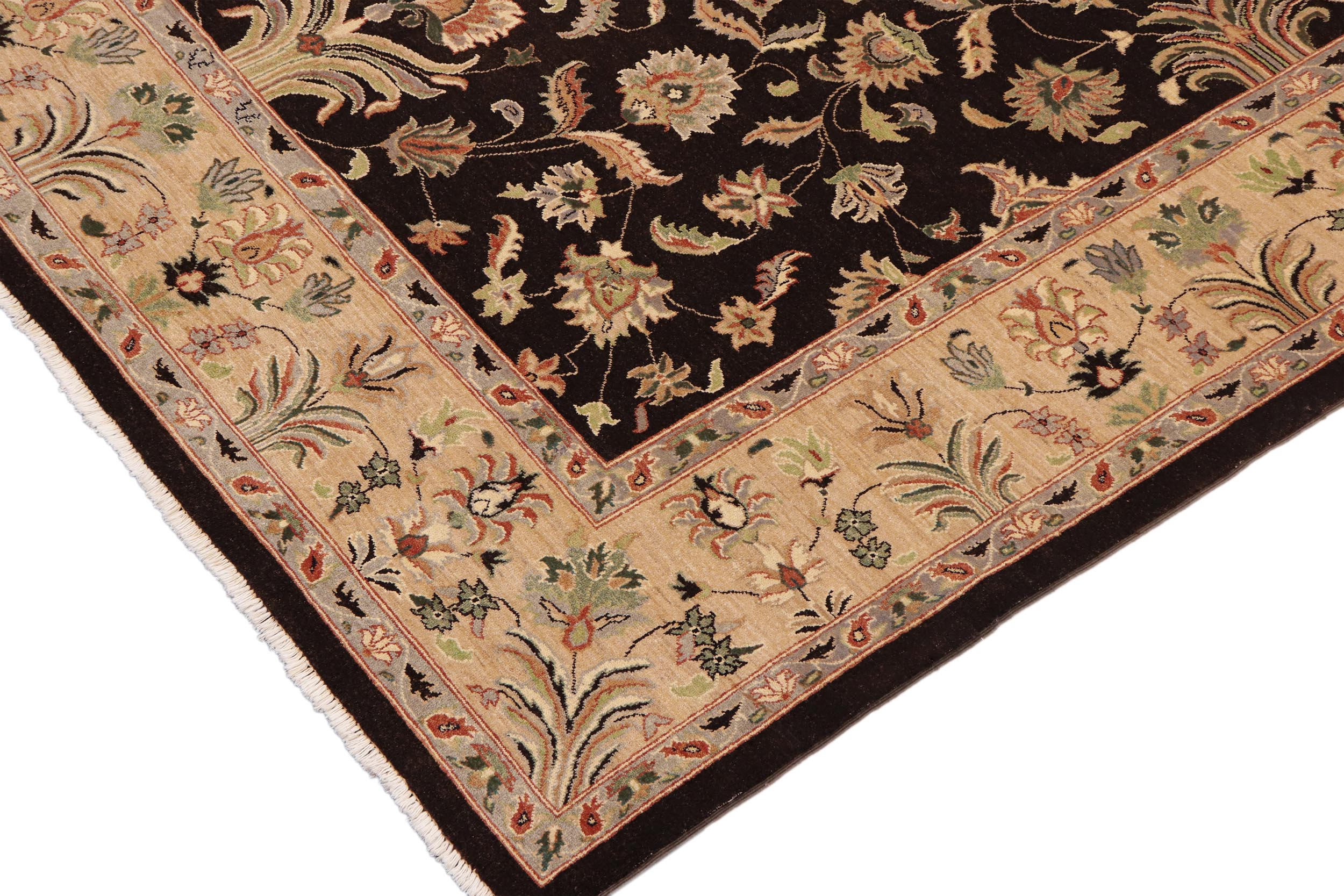 handmade Traditional Kafkaz Dark Brown Tan Hand Knotted RECTANGLE 100% WOOL area rug 9x12