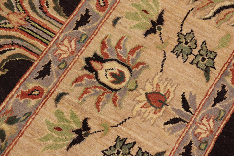 handmade Traditional Kafkaz Dark Brown Tan Hand Knotted RECTANGLE 100% WOOL area rug 9x12