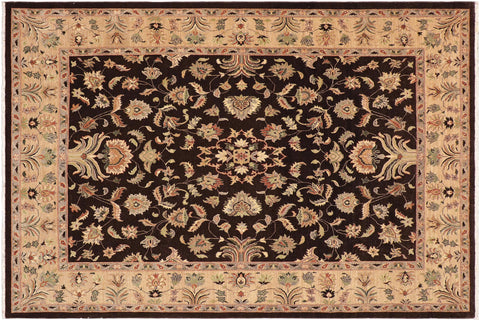 handmade Traditional Kafkaz Dark Brown Tan Hand Knotted RECTANGLE 100% WOOL area rug 9x12