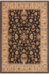 handmade Traditional Kafkaz Dark Brown Tan Hand Knotted RECTANGLE 100% WOOL area rug 9X12