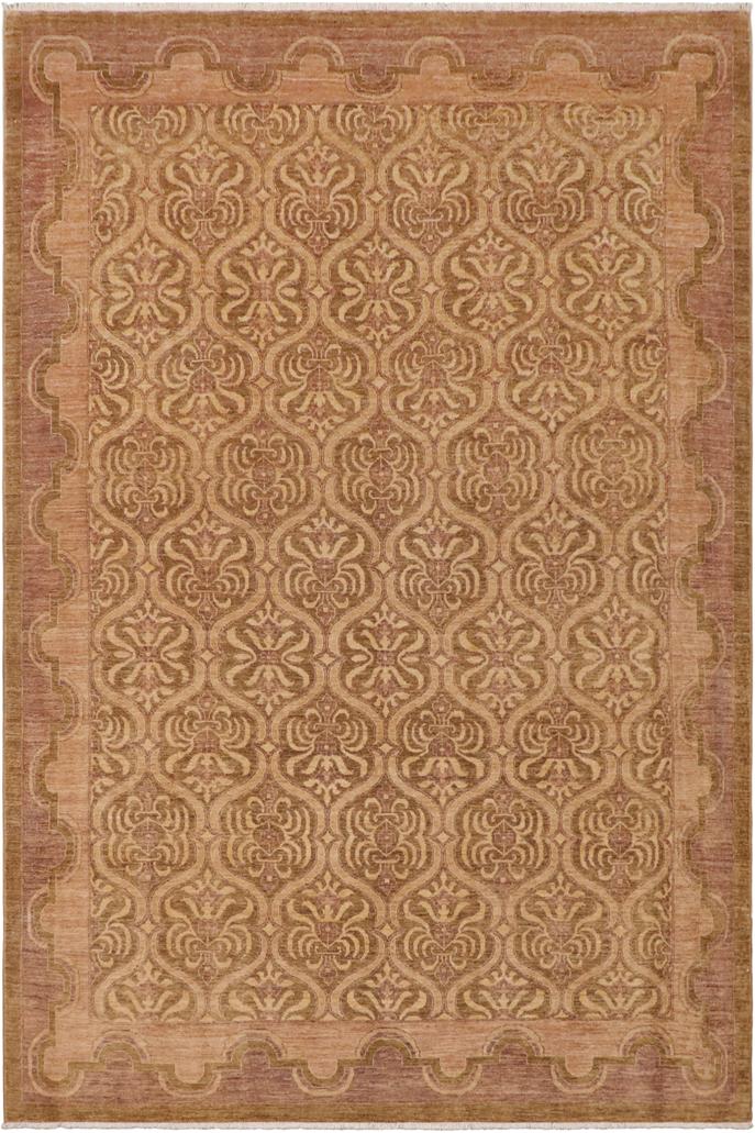 handmade Transitional Kafkaz Green Tan Hand Knotted RECTANGLE 100% WOOL area rug 9X13
