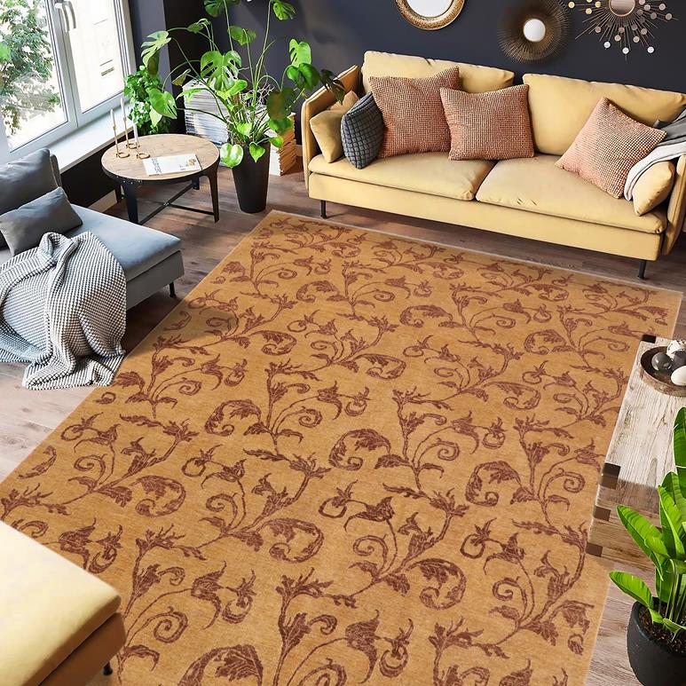 handmade Transitional Kafkaz Tan Brown Hand Knotted RECTANGLE 100% WOOL area rug 9 x 13