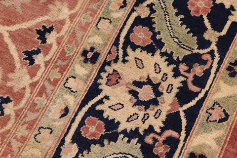 handmade Traditional Kafkaz Peach Blue Hand Knotted RECTANGLE 100% WOOL area rug 9x12