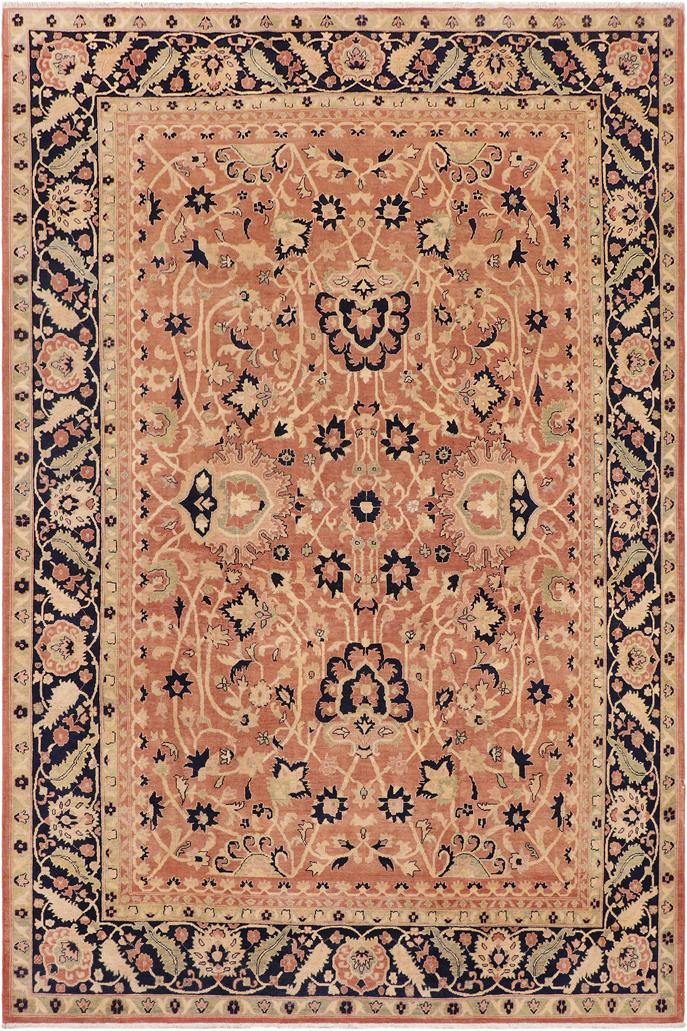 handmade Traditional Kafkaz Peach Blue Hand Knotted RECTANGLE 100% WOOL area rug 9X12